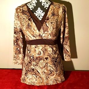 B. MOSS Women's Brown/Tan Blouse Size M